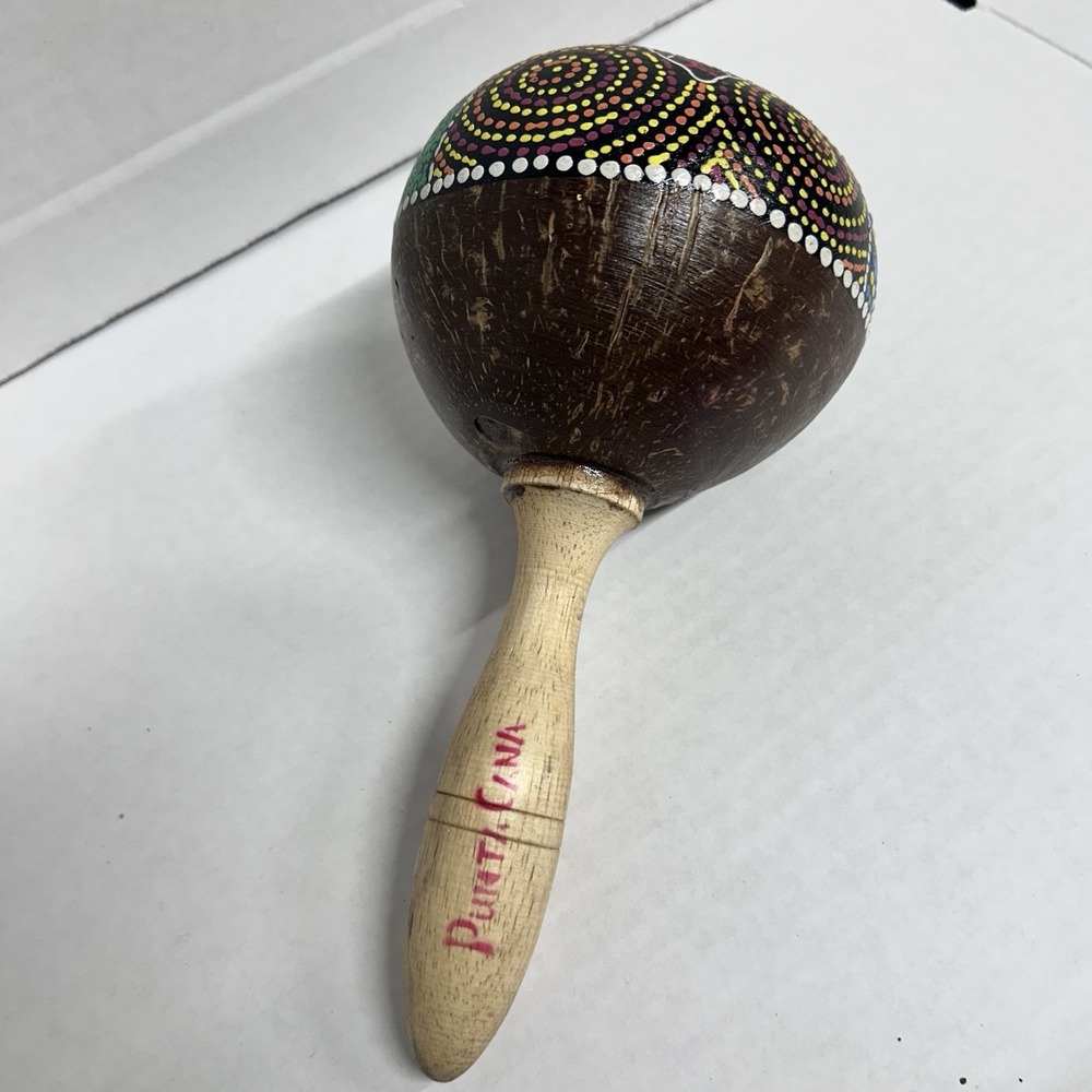 Vintage Mexican Hand painted Gourd Maraca
